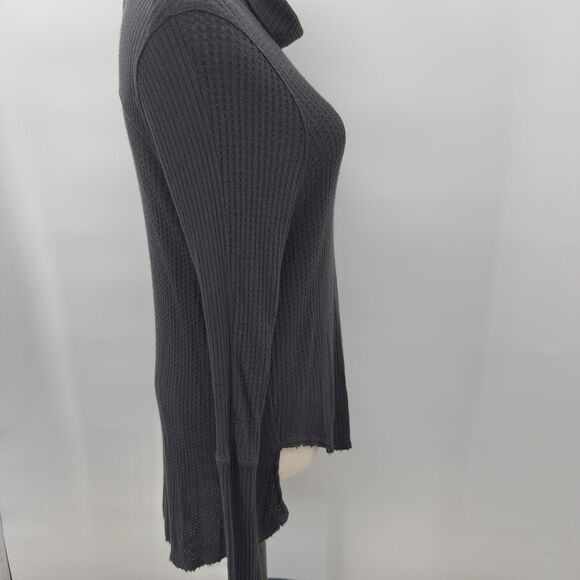 We The Free People Thermal Tunic Small Drippy Kristina Cowl Neck Black High Low - Picture 3 of 12